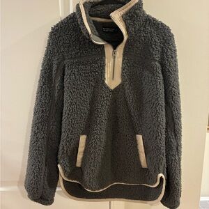 Abercrombie & Fitch Gray and Cream Sherpa Jacket